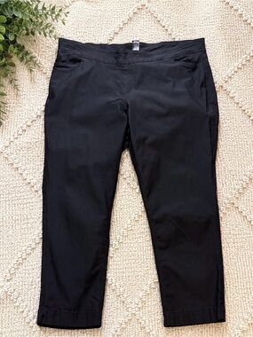 SlimSation by Multiples Black Pull On Ponte Crop Straight Leg Pants Women’s 22W